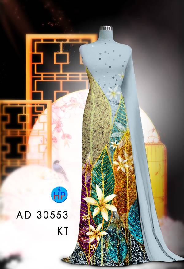 Vải Áo Dài Hoa In 3D AD 30553 11